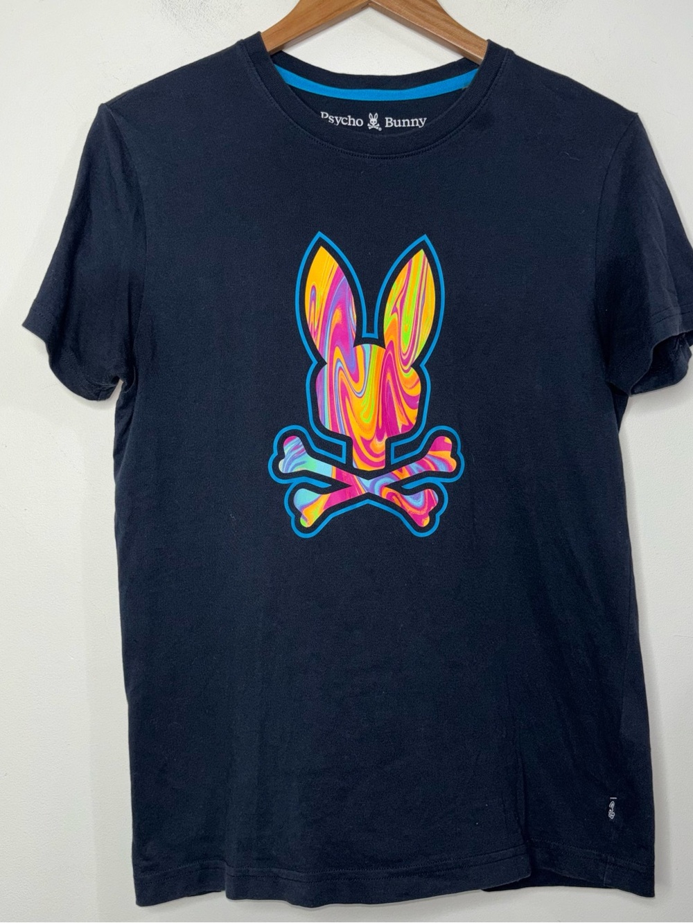 Psycho Bunny Men’s Graphic T-Shirt Black Pima Cotton Short Sleeve Sz XS (EUR 3)